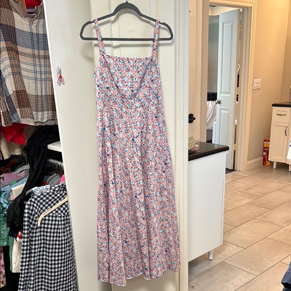 Hill House Home Floral Spaghetti Strap Maxi Dress (L)